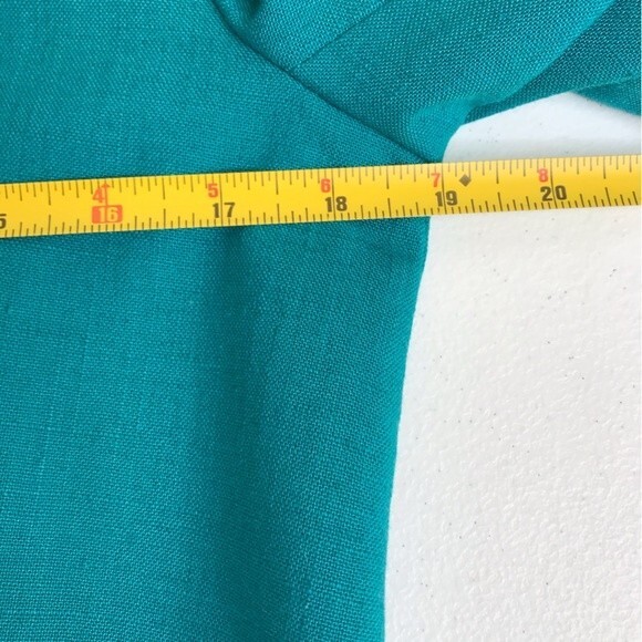 Vintage Tan Jay Div of Nygard Linen Blend Teal Open Front Blazer Jacket Women 12 - Picture 9 of 13